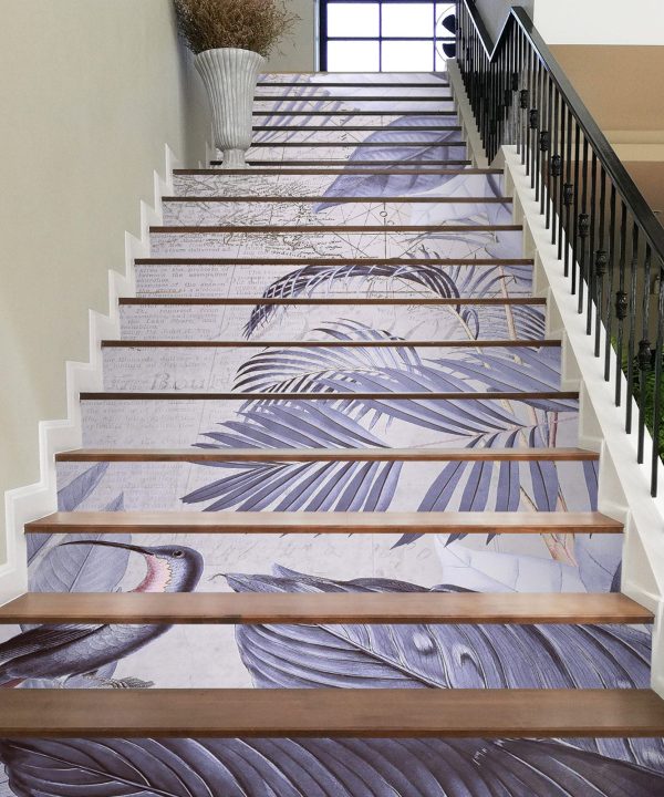 3D Gray Purple Leaves 104108 Andrea Haase Stair Risers Looking For