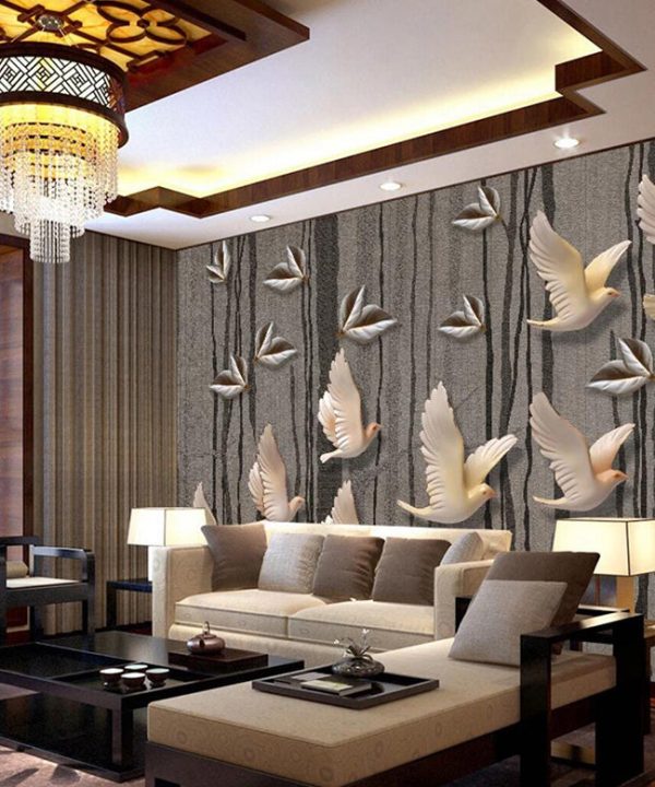 3D Pigeon Leaves WC400 Wall Murals Sale Manchester