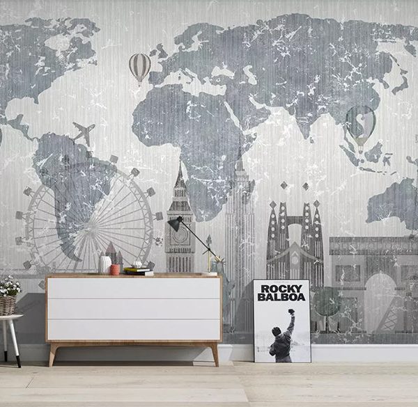 3D Gray Map 980 Wall Murals Cheap Comfortable
