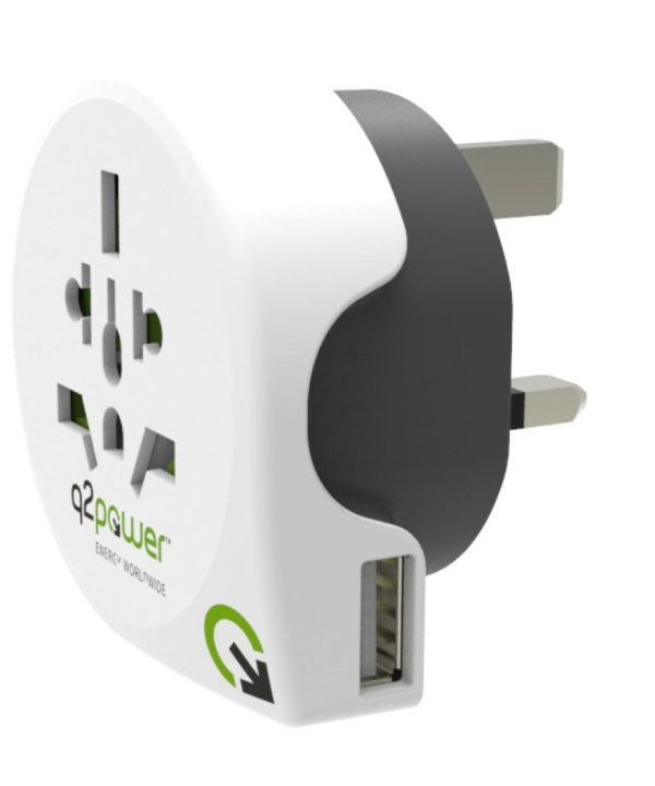 Q2Power Adapter - EU til UK med USB Cheap Supply