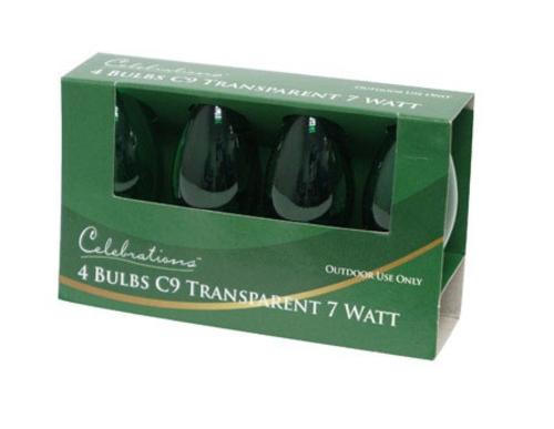 Celebrations UTRUL711 C9 Replacement Bulb, 7 W, Transparent, Green Clearance Supply