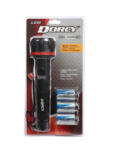 Dorcy 41-2976 LED Rubber Flashlight With 3 'D' Batteries, Black Sale Enjoy