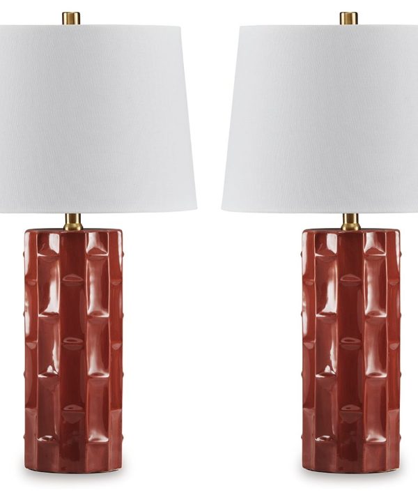 Jacemour - Burnt Umber - Ceramic Table Lamp (Set of 2) Many Kinds Of Cheap Pice