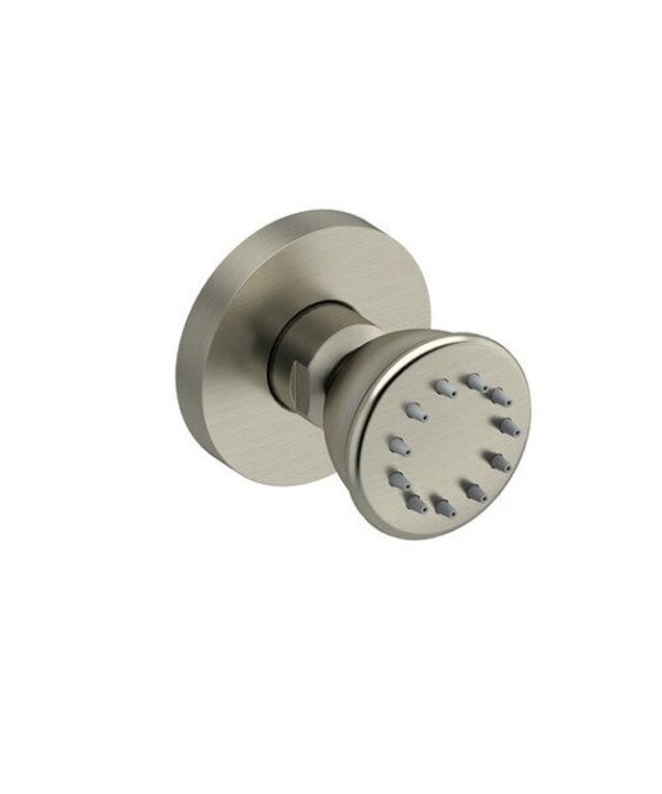 Body Spray Brushed Nickel Round Directional 1-7/8L x 1-7/8W x 3/8H Inch 1 Function 1.6 Gallons per Minute 1/2 Inch NPT Outlet Finishline