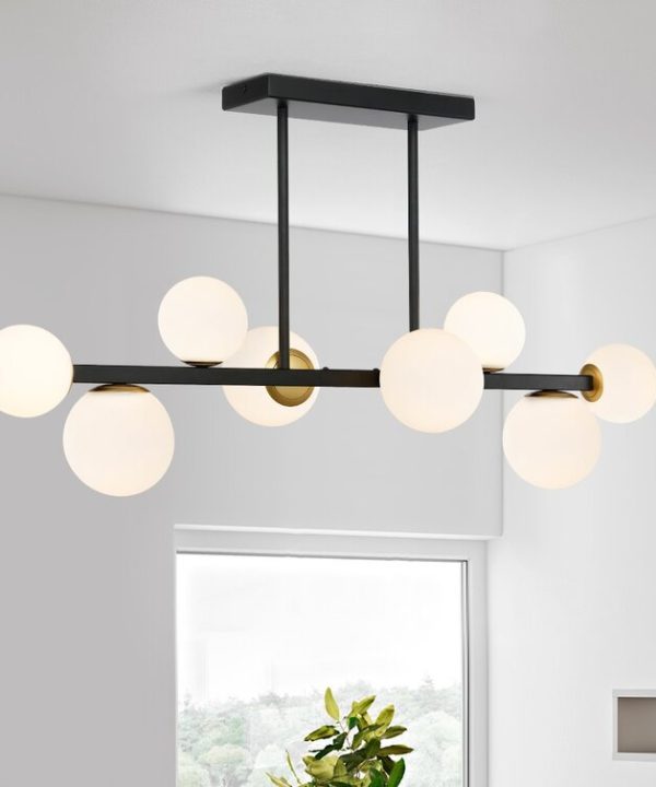 Black Abernathy 8 - Light Kitchen Island Linear Pendant Cheap Pices Authentic
