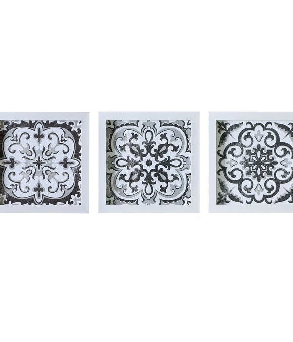 Black and White Tiles 3 Piece Deco Box Wall Art Gel Coating (Set of 3) EJ200 Sale Great Deals