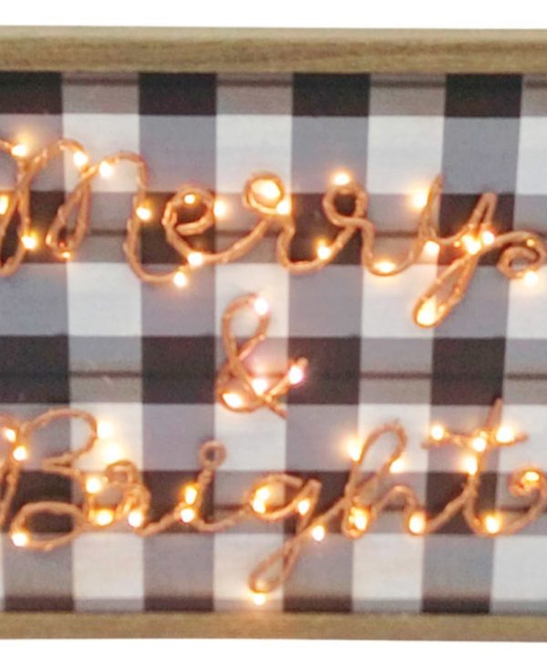 Celebrations XW37243 Merry & Bright Light-up Christmas Sign, MDF Cheap Real Authentic