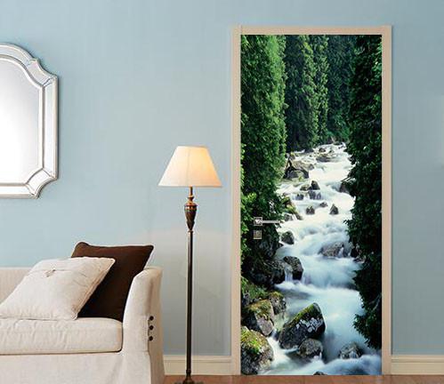3D pine river stone door mural Buy Cheap Discounts