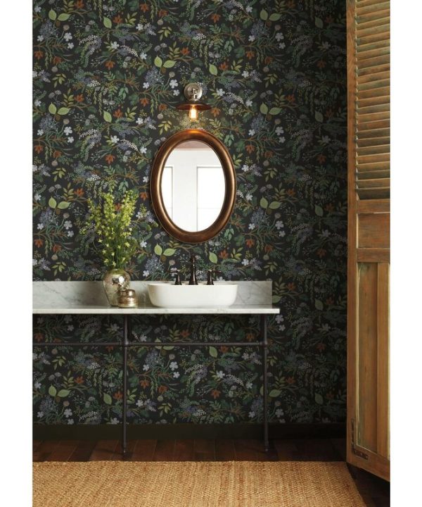 Black Juniper Forest 27' x 27" Wallpaper Roll, 2 rolls For Nice For Sale