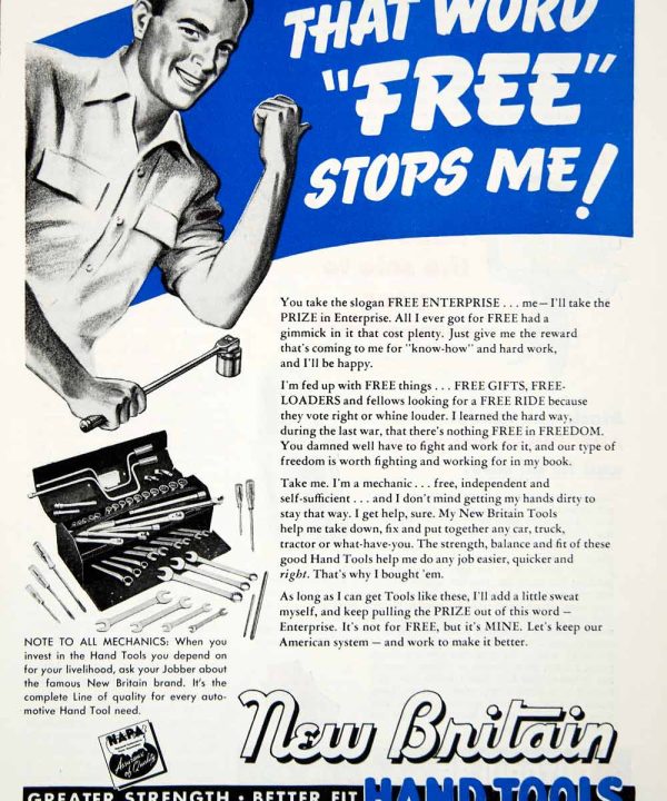 1952 Ad New Britain Hand Machine Tools Free Wrench Spanner Mechanic YMA1 Cheap Pice