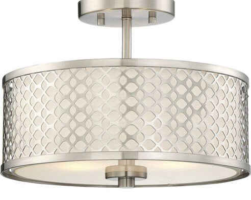 Modern 2 Light Brushed Nickel Semi-Flush Ceiling Light 100% Authentic For Sale