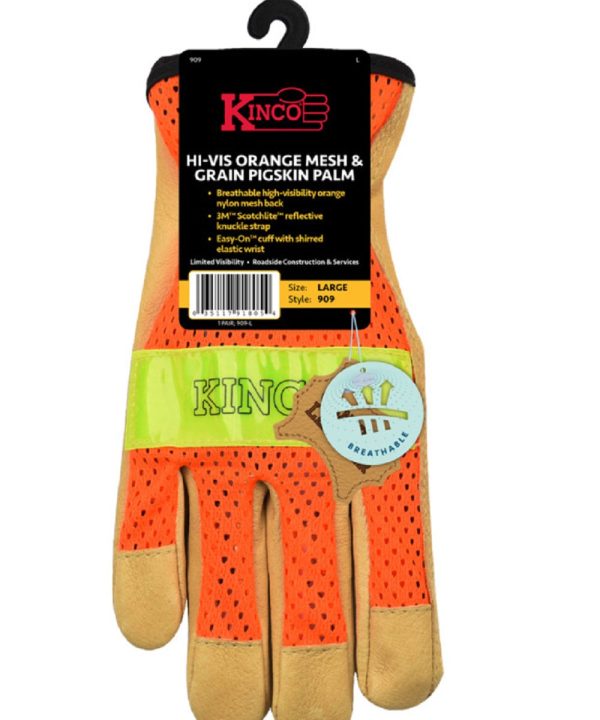 Kinco 909-M Men's Unlined Grain Pigskin Mesh Back Gloves, Medium Wholesale Pice For Sale